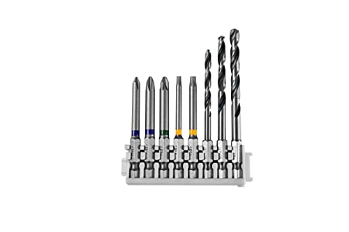 Image of Bosch Professional Extra Hard, 65Mm Screwdriver Bits And Pointteq Metal Drill Bits Set, Pack Of 8