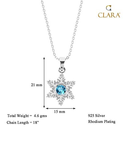Image of Clara 925 Sterling Silver Blue Pendant Necklace with Chain | Platinum Plated |Minimal Daily Wear | Gift for Women & Girls
