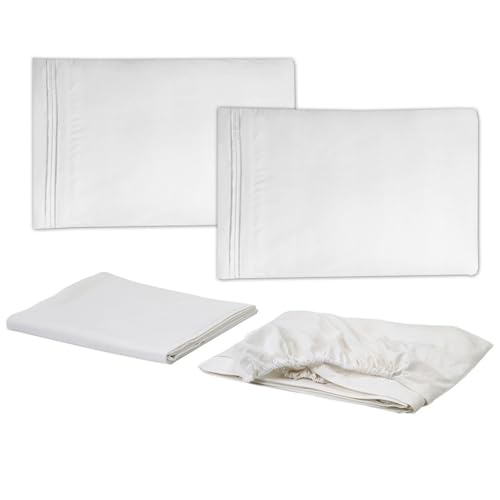 Full Size Luxury Faux Fur Comforter Set - Soft & Breathable 7-Piece Bedding Collection - 1 Comforter, 1 Fitted Sheet, 1 Flat, 2 Pillowcases, 2 Pillow Shams - Deep Pocket - Premium Quality, White