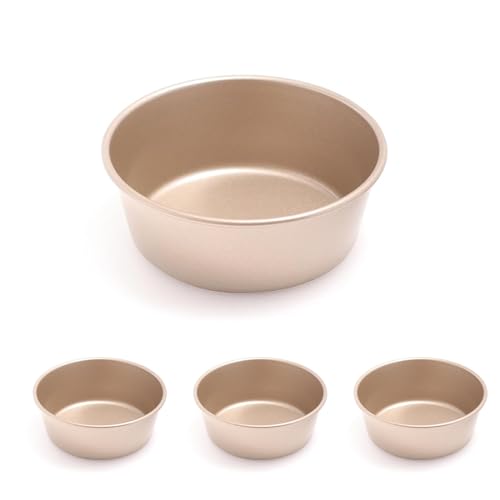 ALLOMN Juego de 4 moldes para tartas, moldes redondos de acero al carbono para mousse de queso y mousse de 10 cm con revestimiento antiadherente para hornear