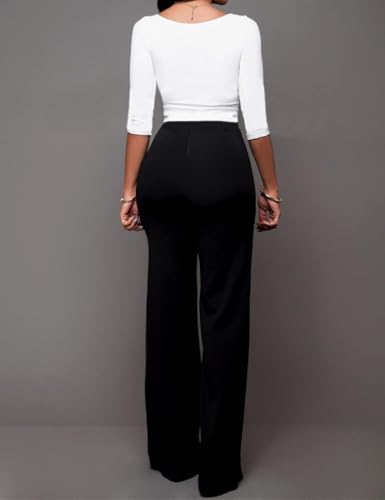 A ADILACA Women High Rise Fashion Style Long Straight Leg Trouser4