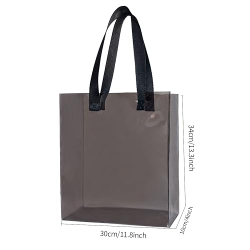 Clear PVC Tote with Black Handles13.3 x 11.8 x 3.94 inches Stadium Approved Transparent Plastic Beach Bag for Women2