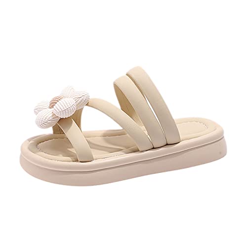 sfdgfhyf Toddler Girls Comfortable Shoes Summer Girls Outdoor Slippers 3d Flowers Decorated Open Toe Sandals Beach Shoes