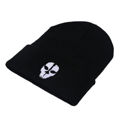 Image of Embroidered Skeleton Beanie Hat Winter Stretch Knit Skull Cap for Men Women