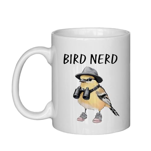 BitKan Funny Bird Themed Coffee Mugs for Women Men - Cool Novelty Birds Nerd Coffee Mug Cups, Bird Watching Gifts, House Warming Gifts New Home Apartment for Biring Watcher, 11 Oz