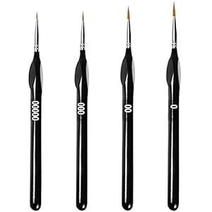 Lot de 4 Pinceaux à Poils Fins pour Peinture, Acrylique, Peinture à L’huile, Modélisme, Peinture par Numéro