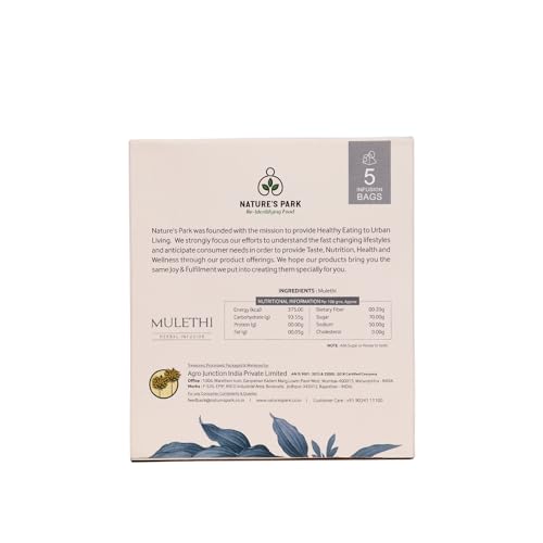 Image of Nature's Park - Herbal Infusion Mulethi (Licorice) - 5 Premium Tea Bags - 100% Pure & Natural Detox Wellness Tea for Immunity Boost, Digestive Health, and Stress Relief - Soothing & Refreshing