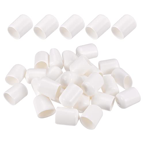 DMiotech 50 Pack 5/8" ID White Screw Thread Protectors Rubber End Caps Bolt Covers for Screw Bolt Furniture Pipe