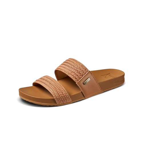 Image of REEF Vista Braid II Women's Fashion Slide Sandal, Vegan Leather Strap, Ultra Soft Cushion Footbed