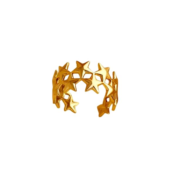 18K Gold Plated Elegant Glam Star Adjustable Ring For Women And Girls | Valentines Love Anniversary Birthday Jewellery Gift For Women-image-35