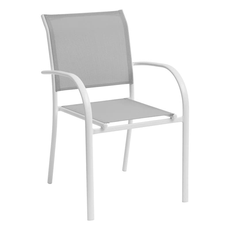 Hespéride Fauteuil empilable Piazza Gris Galet/Blanc - Gris Clair