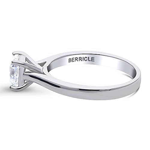 BERRICLE Sterling Silver Solitaire Wedding Engagement Rings 1.25 Carat Cushion Cut Cubic Zirconia CZ Promise Ring for Women, Rhodium Plated3