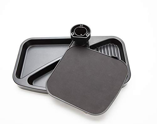 Mind Reader, Compact Tray Office Desk Organizer with Swivel and Mouse Platform, Covered Storage for Pens, Pencils, Paper Clips & More, Black