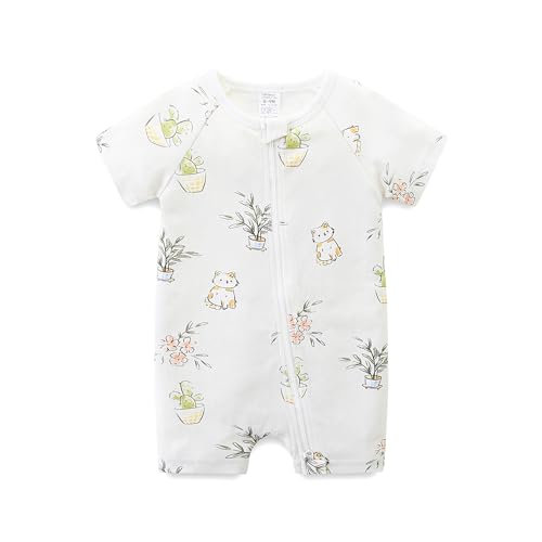 Image of Babymine Baby Boy Girl Romper Short Sleeve 100% Cotton Bodysuit Outfits 2 Way Zipper Jumpsuit