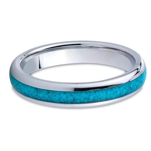 OVIEDO JEWELRY Turquoise Wedding Ring Silver Tungsten Ring 4mm Band For Ladies Engagement Dome Shape Man Comfort Fit Band Unique Design2