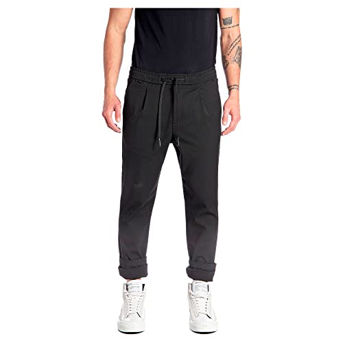 Replay Herren M9814 Lässige Business-Hose, 098 Black, 38W / 32L