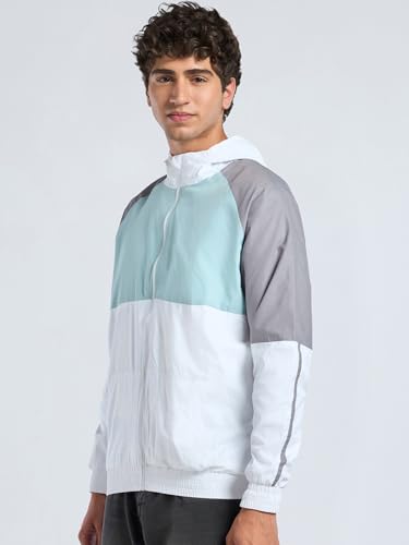 Image of Bewakoof Men's Nylon Regular Fit Hooded Windcheater Jacket | Bewakoof Air 1.0 | Jacket for Men Winter Wear