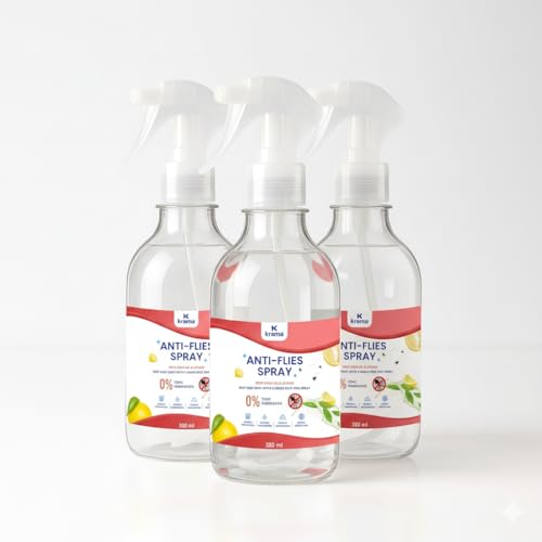 Image of Krama Natural Fly Insect Repellent Spray 900ml (Vegan /No-Killling) Bees,Fruit,Drain & House Flies Insect Repellent For Home, Kitchen & Outdoor - Neem,Eucalyptus & |Citrus Kids & Pet Safe 300ml Each