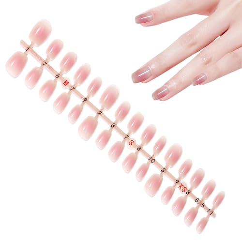 アクリル プレス オン ネイル ショート,プレス オン ネイル ショート スクエア - プレス オン ネイル絶妙なファッショナブルなブラッシュ ショート スクエア 付け爪 30 個 | 自宅のマニキュア用の複数のサイズの人工爪、簡単に貼り付けて剥がすことが