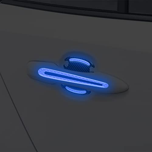 Bilisin 8 Pcs 3D Car Door Handle Door Bowl Reflective Sticker Universal Car Night Visibility Reflective Safety Warning Anti Collision Scratches Protector For Cars Trim Sticker Blue #TOP4