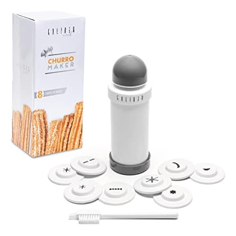 GOLIBER Churro Maker Machine - 8 Different Nozzle for Churros Maker Machine - Churreras Para Churros and Cheese Straw Press - Easy Handle Churro Piping Tip (Gray) Cover