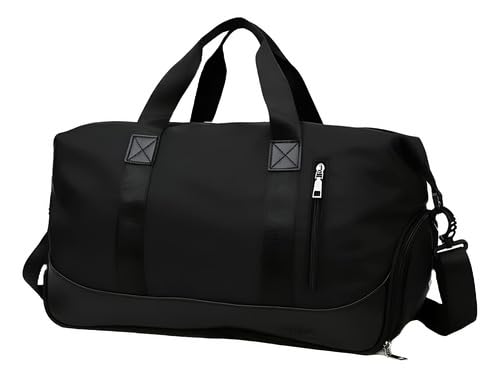 Bolsa de Academia Grande Mala de Viagem Transversal com Alças Para Mão e Ombro Estilo Moderno (Preto)