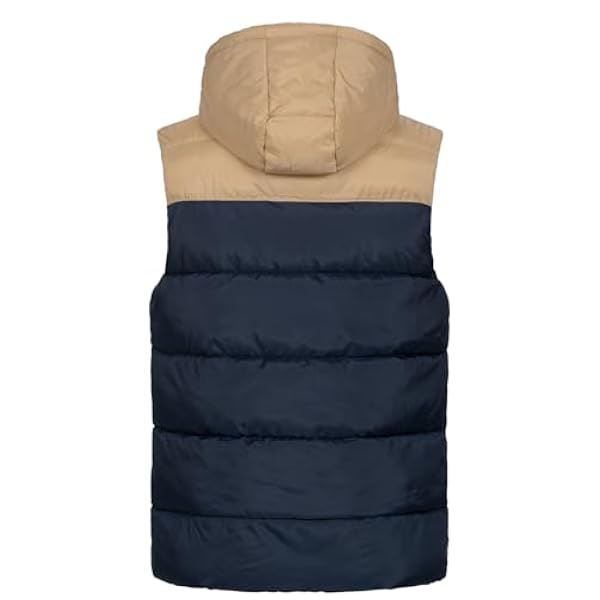 Deeluxe Workman 2-kleurige gewatteerde bodywarmer met capuchon en imitatiebont