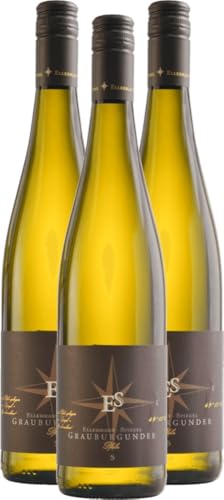 Grauburgunder trocken von Ellermann-Spiegel - Weißwein 3 x 0,75l VINELLO - 3er - Weinpaket inkl. kostenlosem VINELLO.weinausgießer