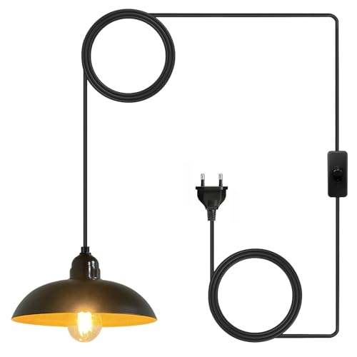 EcoGehen Outdoor Hängelampe mit Stecker Lampe Hängend Pavillon Beleuchtung Lampenfassung E27 4.5m Kabel Schwarz Deckenleuchte Außen Pendelleuchte...