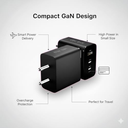Image of 65w PD PPS USB-C Power Adapter Compatible with Nothing Phone 4 /4(a) /4(a) pro (2026) /3a Pro /3a /3 /2a plus /2a /2 /1Phone| Rapid Charging wall Charger | Original Charging Speed