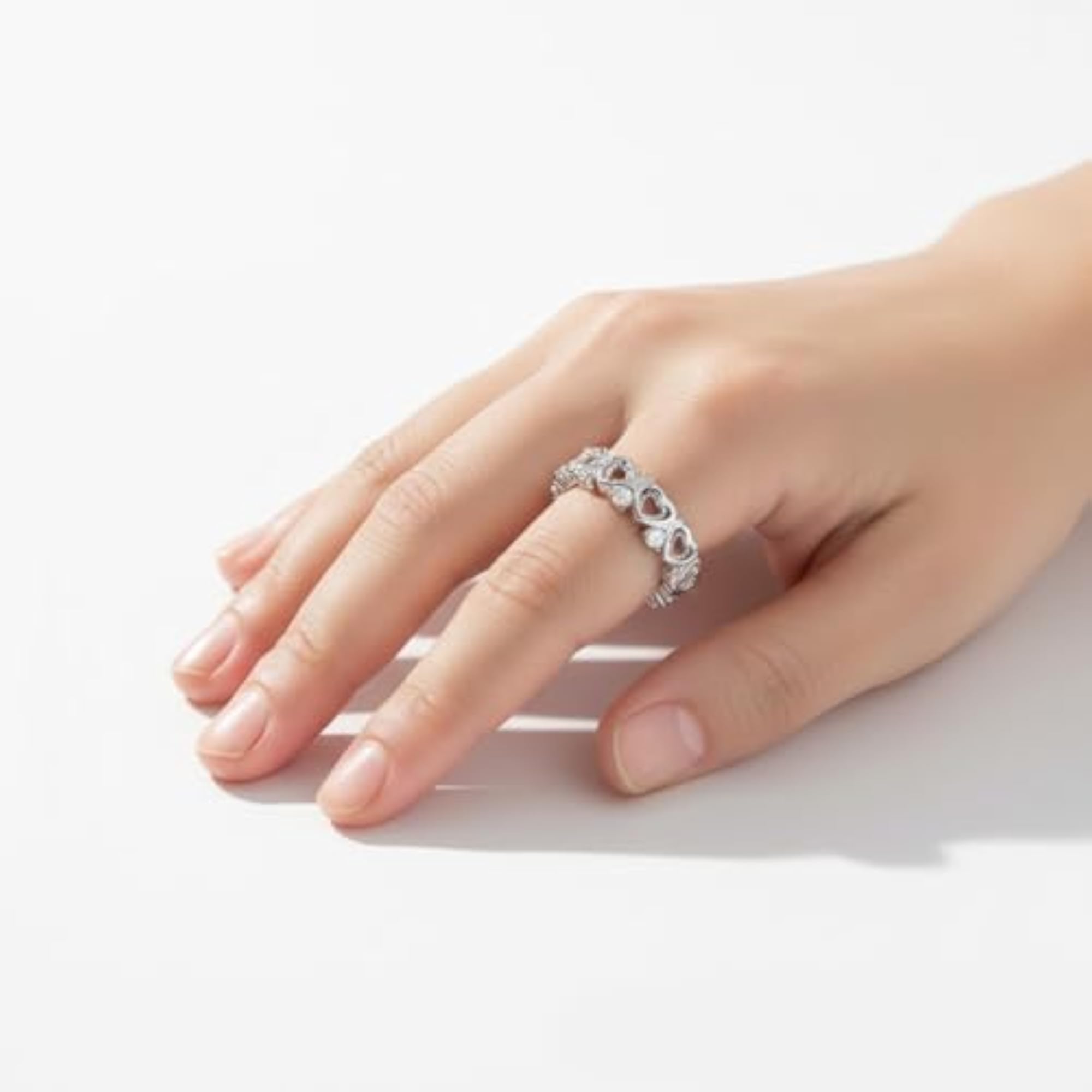 Women's Silver Plated Cubic Zirconia Studded Ring