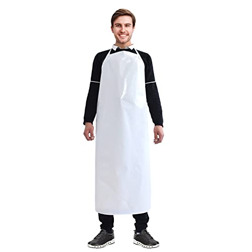 72 Pack White Hemmed Vinyl Aprons 35