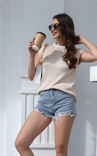 Disamer Cap Sleeve Knit Sweater Tops Sleeveless Vest 2025 Spring Clothes Oversized Summer Tank Trendy Short Sleeve T Shirts2