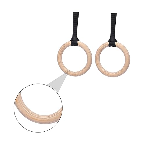 POPETPOP Birch Hanging Ring Exercise Training Set Gymnastics Rings for Home Park or Playground
