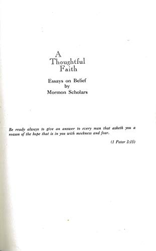 A Thoughtful Faith: Essays on Belief by Mormon ... 0939651009 Book Cover