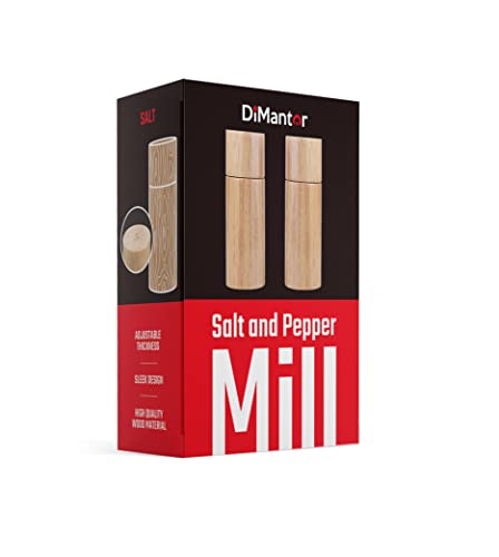Salt And Pepper Grinder Set, Pepper Mill And Salt Grinder Refillable Wooden Shakers With Adjustable Grinder, Gift Ready Set #TOP1