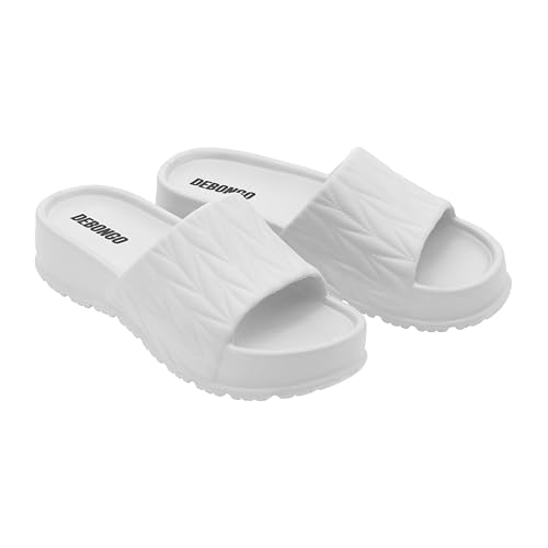 Image of DEBONGO Women's EVA Slider Sandals - Textured Open-Toe Slip-On with Cushioned Footbed | Lightweight Flat Sliders for Daily, Indoor & Outdoor Wear