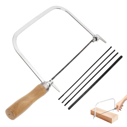 Veemoon Woodworking Coping Saw U-Shaped Fret Saw Mini Hand Saw Coping Frame Small Carving Saw Japanese Hand Saw for Wood Board Plastic and Metal Cutting (With 4Pcs Replacement Blades)