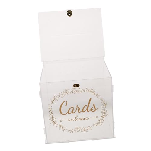 HOLIDYOYO Wedding Money Box Acrylic Card Box with Lock Party Envelope Storage Elegant Decor