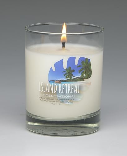Scentsational Island Retreat Natural Soy Candle, 11 oz Glass Jar,