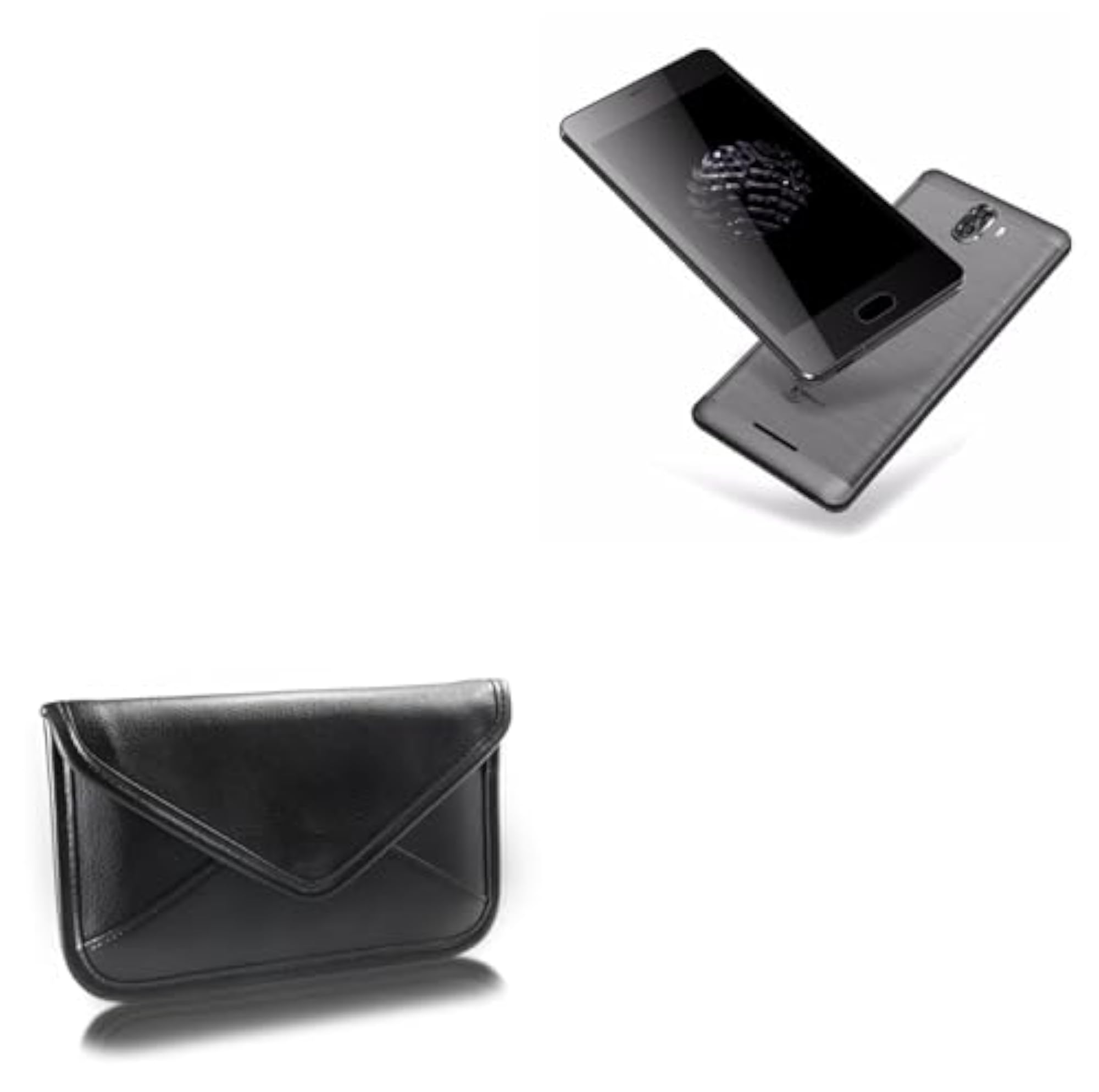Elite Leather Messenger Pouch for Kenxinda S6, Jet Black