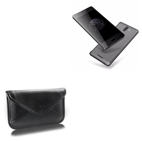 BoxWave Case Compatible with Kenxinda S6 - Elite Leather Messenger Pouch, Synthetic Leather Cover Case Envelope Design - Jet Black