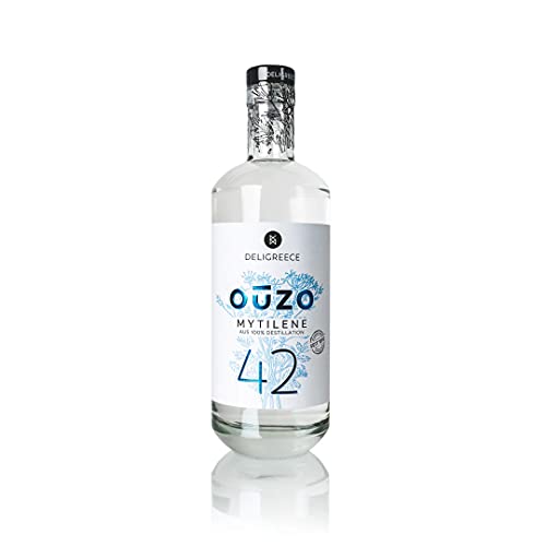 Deligreece - OUZO 42 - Mytilene - Inhalt 700 ml - 42 % vol. seit 1892 - im Meerwasser gewaschen und aus 100% Destillation - Kreata Cover