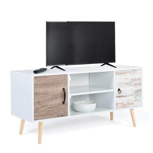 IDMarket - Meuble TV 113 cm scandinave Bahia 2 Portes