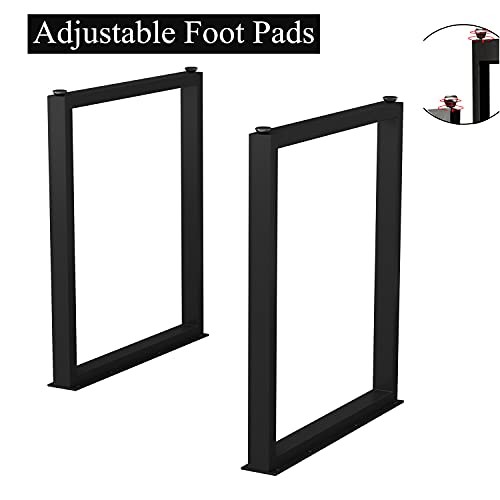Image of Metal Table Legs 28''Hight 24'' Wide Heavy Duty Furniture Legs, Modern Desk Legs Multiple Uses for Dinning Table Coffee Table (Rectangle Shape, 2pcs)-Black