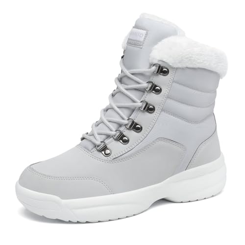 Dannto Mujer Botas de Nieve Invierno Botines Senderismo Deporte Trekking Zapatos(gris claro,39)