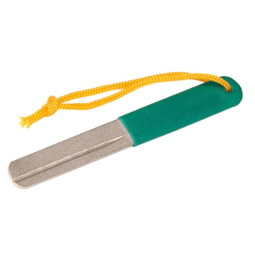 SEWOART フィッシュフックシャープナー 両面ダイヤモンド研磨石 携帯用ハンドストラップ付き 滑り止めラバーグリップ 釣り仕掛け用研ぎ器