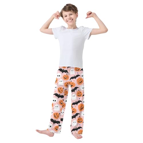 Boys' Pants Halloween Spider Web Ghost Pumpkin Long Bottoms Jogger Pants Elastic Waist Trousers with Pockets S-XL2