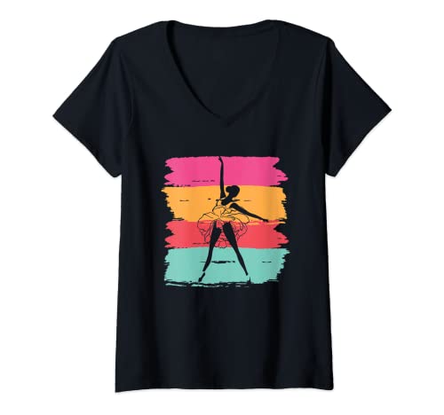 Womens Vintage Ballerina | Dance Dancing | Ballet Dancer V-Neck T-Shirt