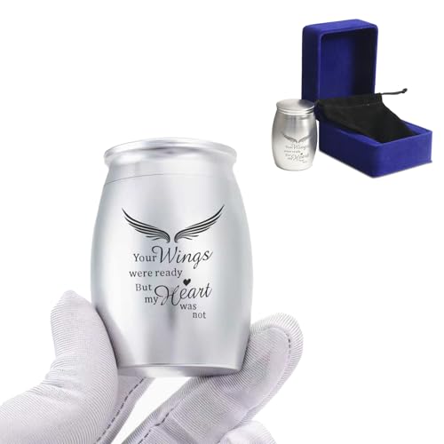 Image of Silver Small Keepsake Cremation Urn for Human Ashes or Pet Ashes | Small Memorial Token Urn with Velvet Bag - A Perfect Tribute & Gift for Families (Aluminum)